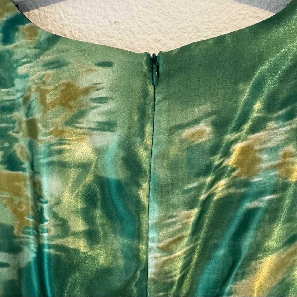 K. Jordan Maxi Coat & Dress Avant Garde Blue Green Floral Satin Set 16W - Picture 12 of 14
